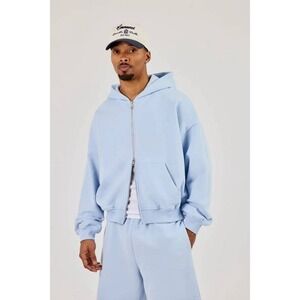 Cernucci Zip Through Boxy Hoodie Blue Size Small New With Tags
